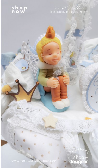 Lumanare botez Le Petit Prince cu figurina Micul Print lucrata manual 2